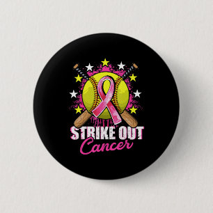 Strike Out Breast Cancer Awareness Day Pink Ribbon 6 Cm Round Badge
