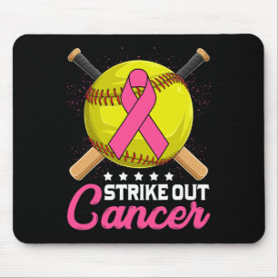 Strike Out Breast Cancer Awareness Day Pink Ribbon Mouse Pad