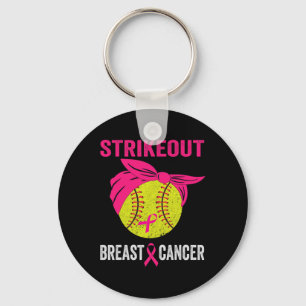 Strike Out Breast Cancer Awareness Messy Bun Softb Key Ring