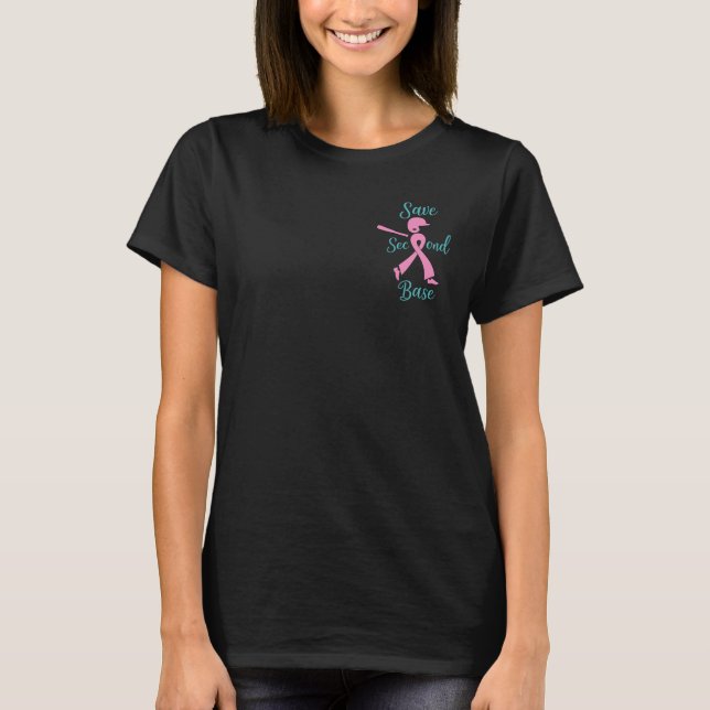 Strike Out Breast Cancer Awareness Pink Ribbon Bas T-Shirt (Front)