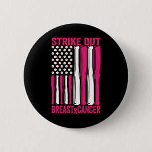 Strike Out Breast Cancer Awareness Softball Us Fla 6 Cm Round Badge