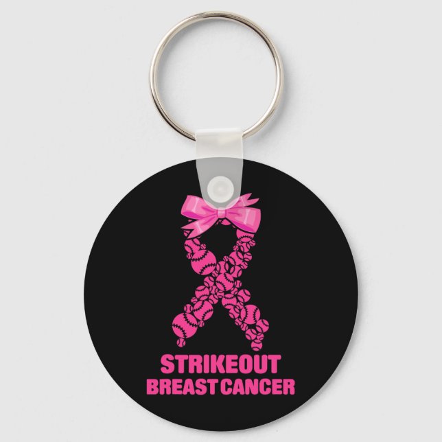 Strike Out Breast Cancer Awareness Softll Fighters Key Ring (Front)