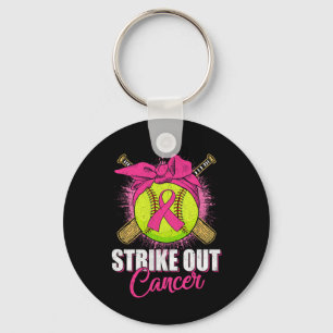 Strike Out Breast Cancer Awareness Softll Pink Rib Key Ring