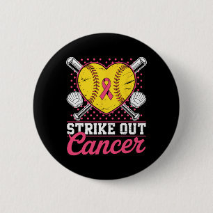Strike Out Breast Cancer Awareness Softll Pink Wom 6 Cm Round Badge
