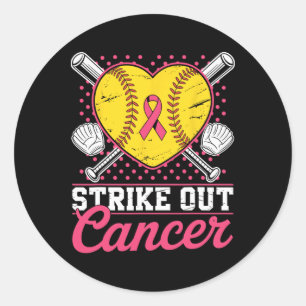 Strike Out Breast Cancer Awareness Softll Pink Wom Classic Round Sticker