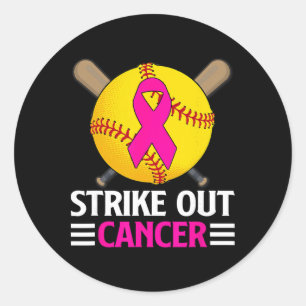 Strike Out Breast Cancer Awareness Softll Pink Wom Classic Round Sticker