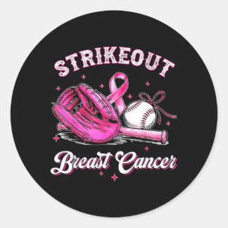 Strike Out Breast Cancer Baseball Fight Awareness Classic Round Sticker