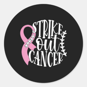Strike Out Breast Cancer Baseball Fight Awareness  Classic Round Sticker