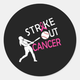 Strike Out Breast Cancer Baseball Fight Awareness  Classic Round Sticker