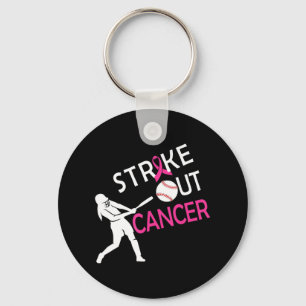 Strike Out Breast Cancer Baseball Fight Awareness Key Ring
