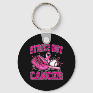 Strike Out Breast Cancer Baseball Fight Awareness Key Ring