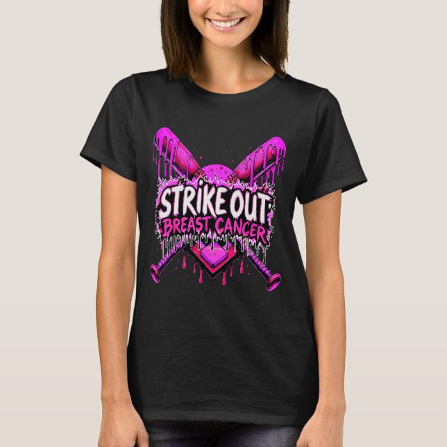 Strike Out Breast Cancer Baseball Softball Drip Ho T-Shirt (Front)