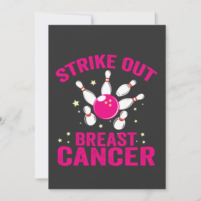 Strike Out Breast Cancer Funny Bowling Sport Gift  Invitation (Front)