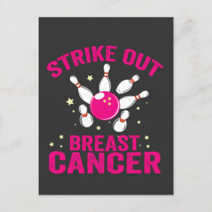 Strike Out Breast Cancer Funny Bowling Sport Gift Postcard