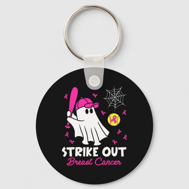Strike Out Breast Cancer Ghost Softll Funny Breast Key Ring (Front)