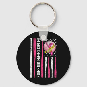Strike Out Breast Cancer Softll Fight Awareness Me Key Ring