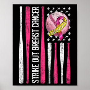 Strike Out Breast Cancer Softll Fight Awareness Me Poster