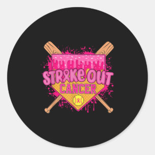 Strike Out Breast Cancer Warrior Softball Drip Hom Classic Round Sticker