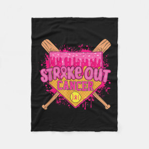 Strike Out Breast Cancer Warrior Softball Drip Hom Fleece Blanket