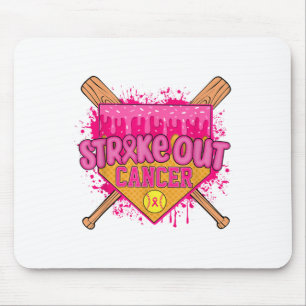 Strike Out Breast Cancer Warrior Softball Drip Hom Mouse Pad