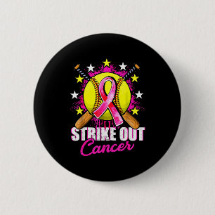 Strike Out Breast Cancer Warrior Softball Nk Ribbo 6 Cm Round Badge