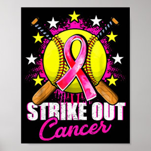 Strike Out Breast Cancer Warrior Softball Nk Ribbo Poster