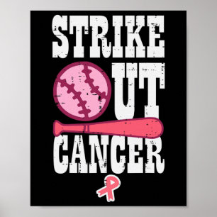 Strike Out Cancer Baseball Breast Cancer Awareness Poster