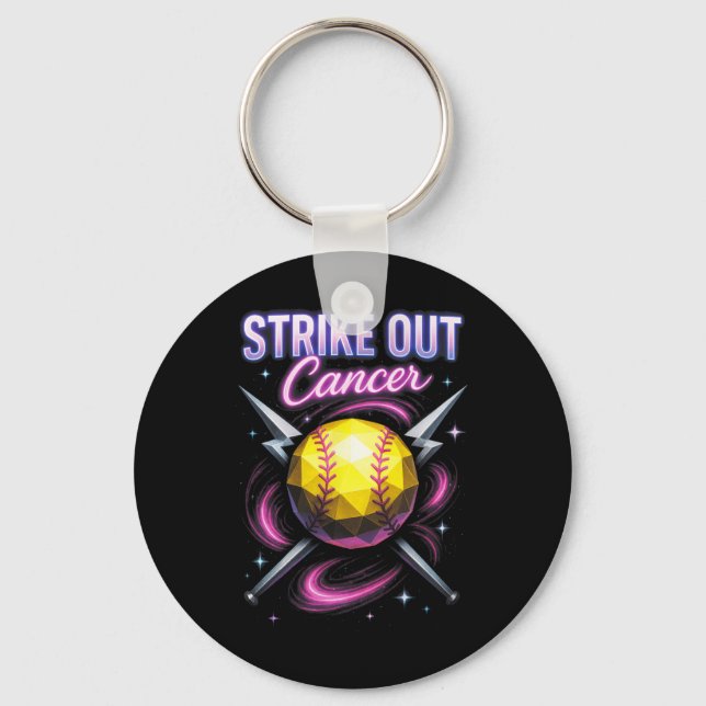 Strike Out Cancer - Breast Cancer Softll Support  Key Ring (Front)