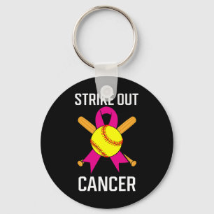 Strike Out Cancer Softball Ball Pink Ribbon Game C Key Ring