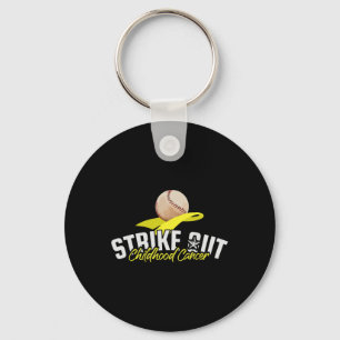 Strike Out Childhood Cancer Awareness Gold Ribbon  Key Ring