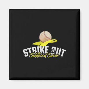 Strike Out Childhood Cancer Awareness Gold Ribbon Magnet