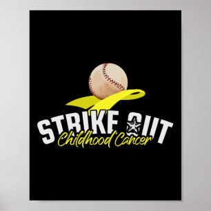 Strike Out Childhood Cancer Awareness Gold Ribbon Poster