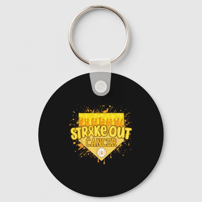 Strike Out Childhood Cancer Boys Baseball Drip Gol Key Ring (Front)