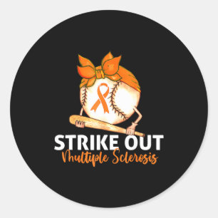 Strike Out Orange Ribbon Multiple Sclerosis Awaren Classic Round Sticker