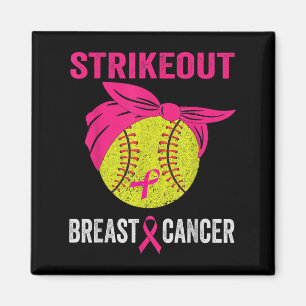 Strike Out Softball Breast Cancer Awareness Messy Magnet