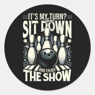 Strike Pin Bowling Classic Round Sticker