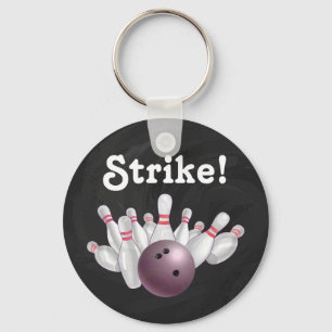 Strike! Pink Bowling Ball with Pins Key Chain