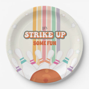 Strike Up Some Fun - Retro Bowling Birthday Party  Paper Plate
