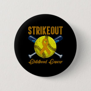 Strikeout Childhood Cancer Awareness Softll Gold R 6 Cm Round Badge