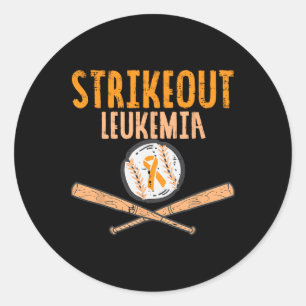 Strikeout Leukaemia Bysebyll Orange Ribbon Cancer  Classic Round Sticker