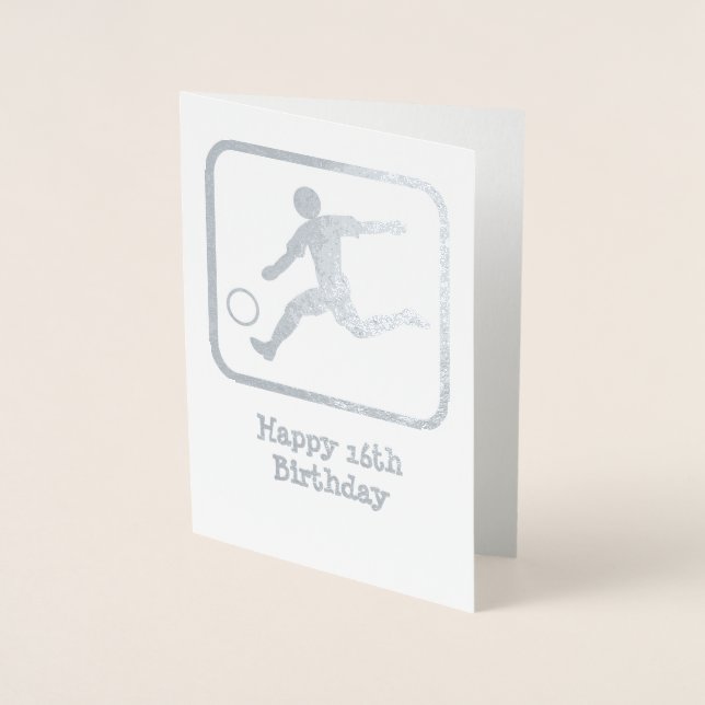 Striker with Soccer Ball - Custom Text and Photo Foil Card (Front)