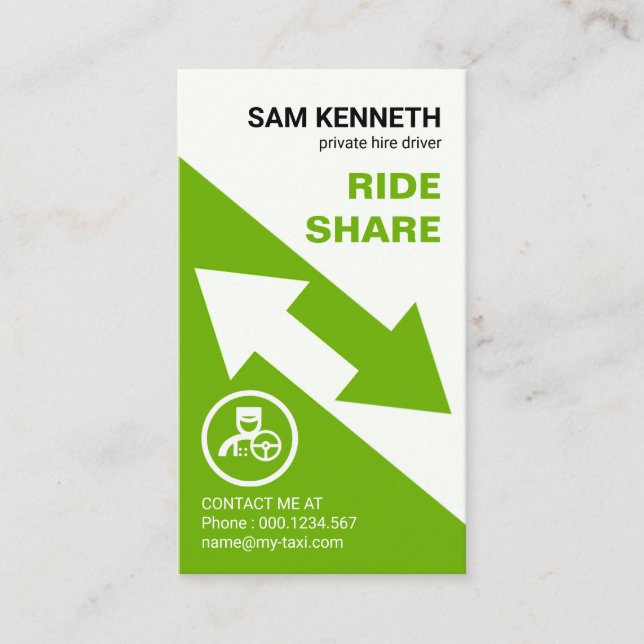 Striking Arrow Taxi Travel Routes Ride Share Business Card (Front)