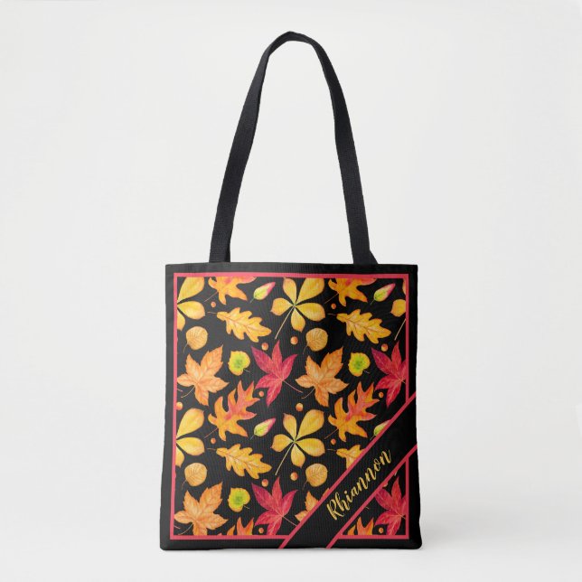 Striking Autumn Leaf Foliage Personalised Tote Bag (Front)