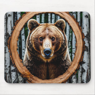 Striking bear portrait mouse pad