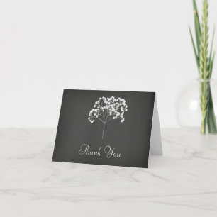 Striking Black and White Baby's Breath Thank You Card