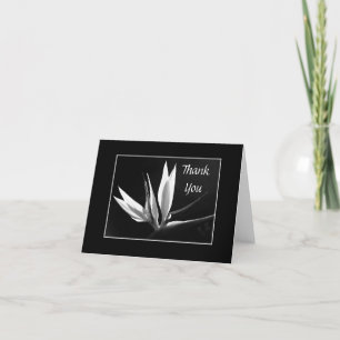 Striking Black and White floral Thank You Card