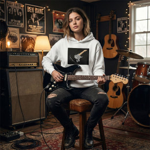 Striking Black Electric Guitar Musical Instrument  Hoodie