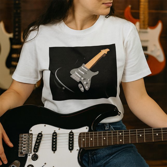 Striking Black Electric Guitar Musical Instrument  T-Shirt (Creator Uploaded)