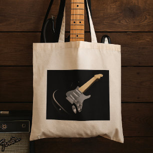 Striking Black Electric Guitar Musical Instrument  Tote Bag