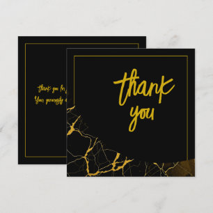Striking Black & Gold Marble Sweet 16 Birthday Thank You Card